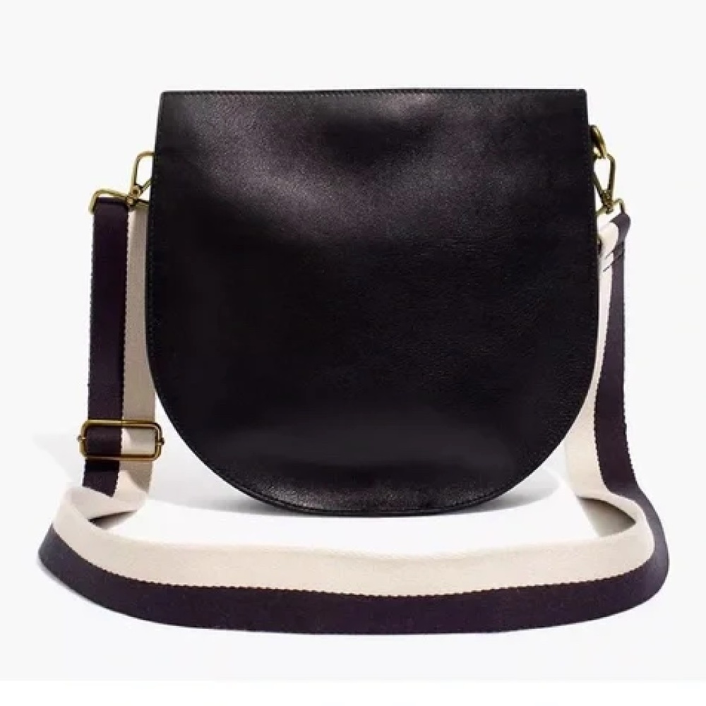 Madewell The Transport Saddlebag Black Leather Purse